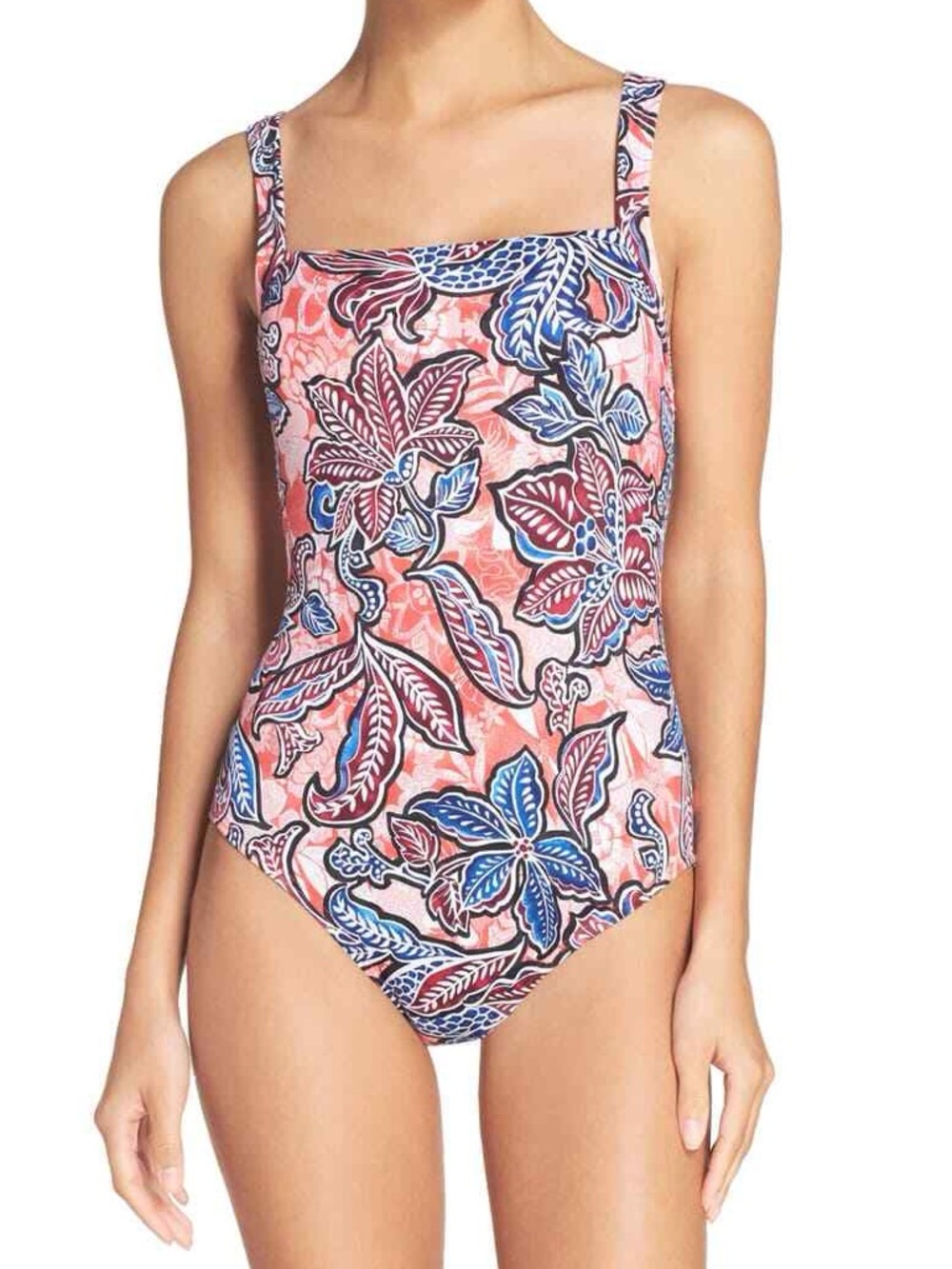 Tommy Bahama Women’s Coral, Navy & White Floral One-Piece Swimsuit 6